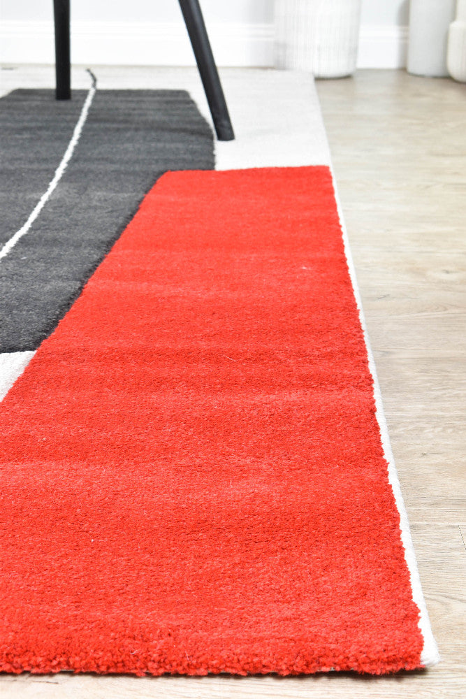 Aria Grey Red Rug - Turkish-inspired modern rug from Treasures of Turkey