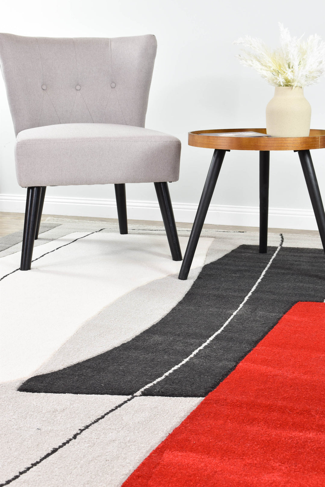 Aria Grey Red Rug - Turkish-inspired modern rug from Treasures of Turkey