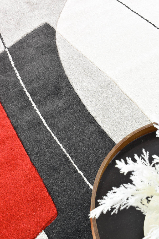 Aria Grey Red Rug - Turkish-inspired modern rug from Treasures of Turkey