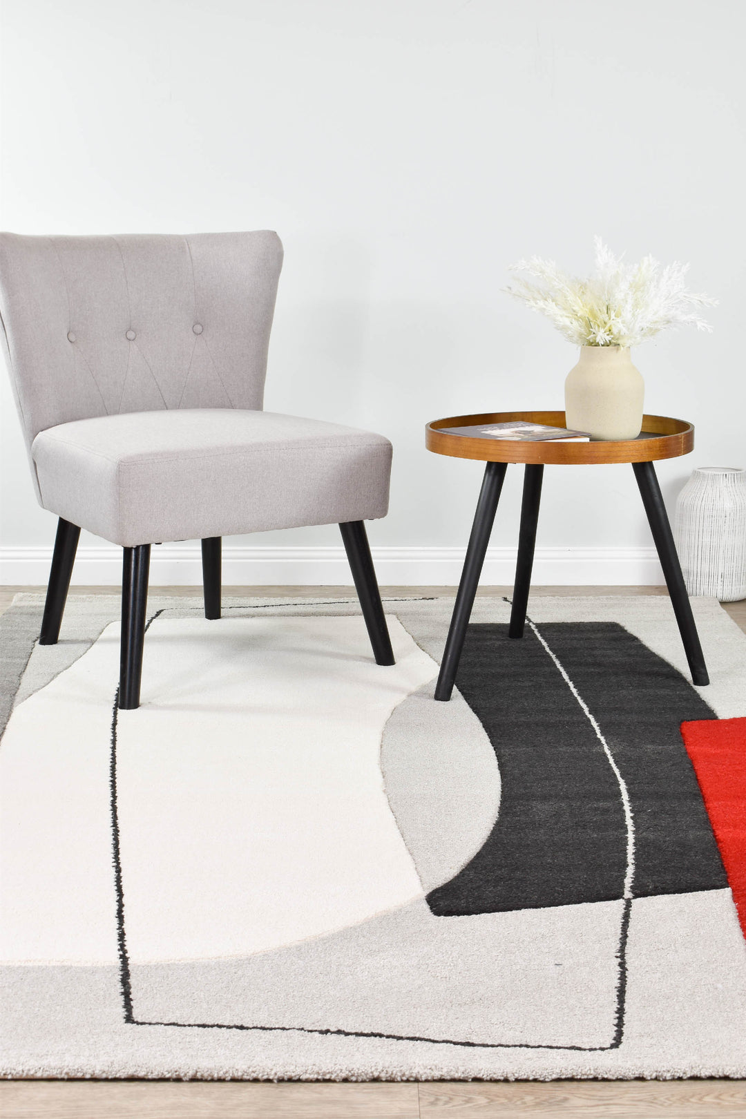 Aria Grey Red Rug - Turkish-inspired modern rug from Treasures of Turkey