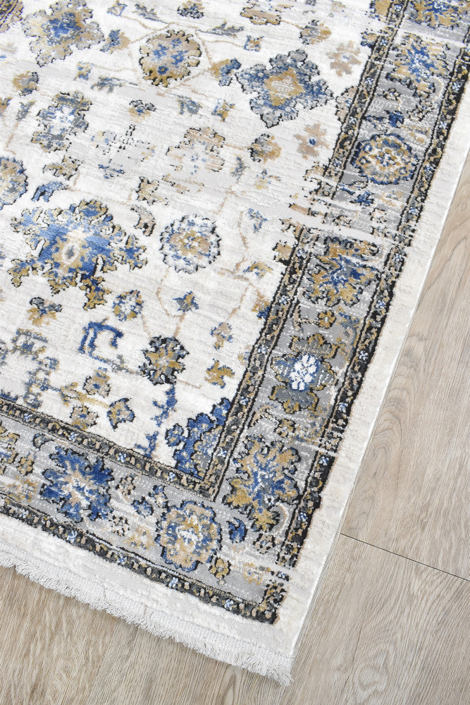 Eternal Vintage Grey Blue Hallway Runner - Turkish-inspired hallway runner rug from Treasures of Turkey