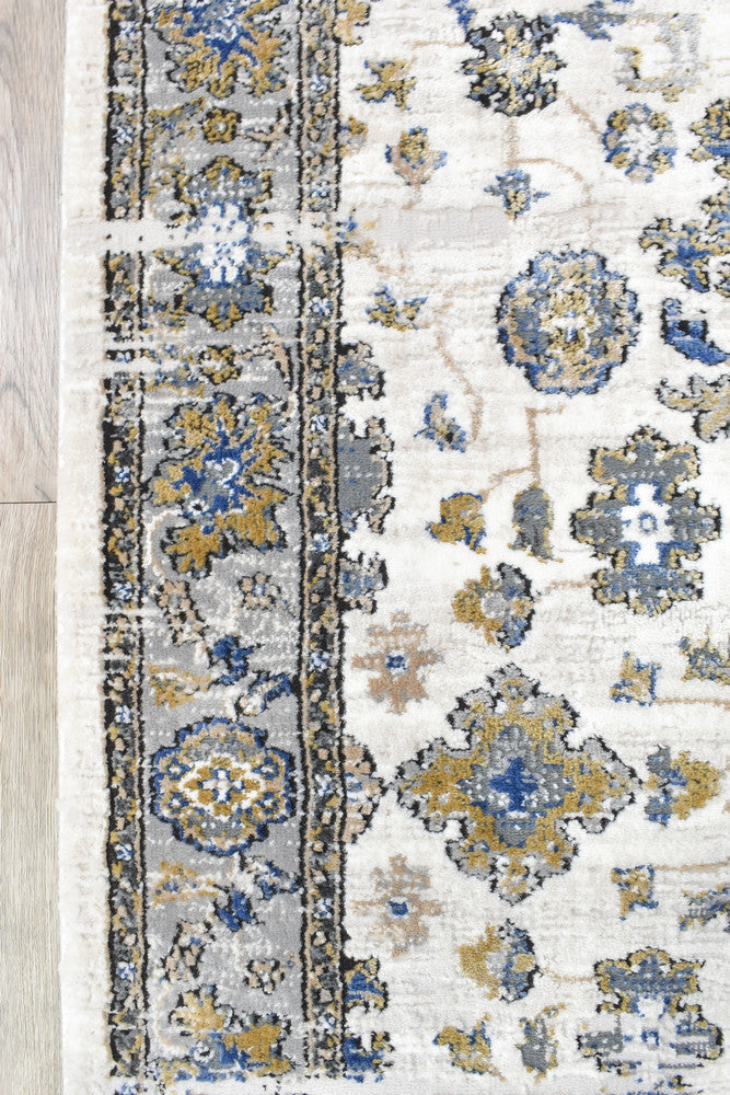 Eternal Vintage Grey Blue Hallway Runner - Turkish-inspired hallway runner rug from Treasures of Turkey