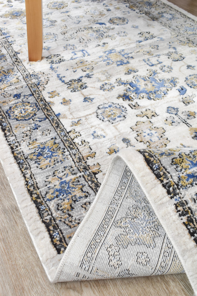 Eternal Vintage Grey Blue Hallway Runner - Turkish-inspired hallway runner rug from Treasures of Turkey