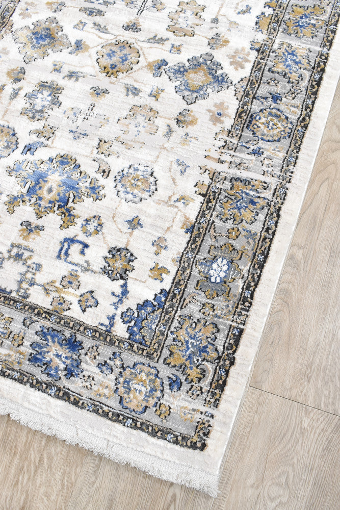 Eternal Vintage Grey Blue Hallway Runner - Turkish-inspired hallway runner rug from Treasures of Turkey