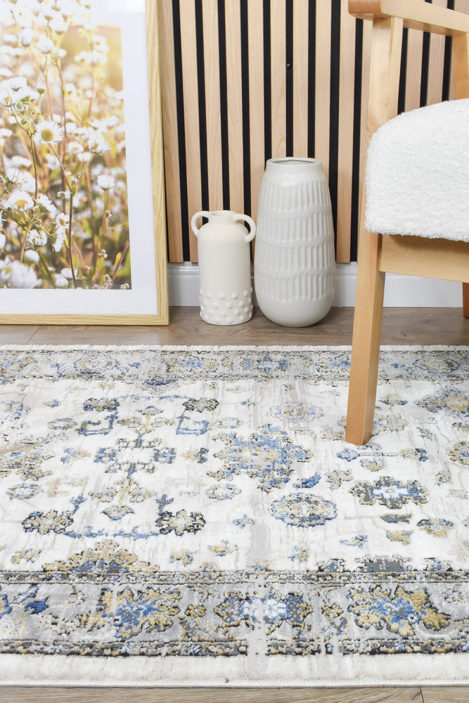 Eternal Vintage Grey Blue Hallway Runner - Turkish-inspired hallway runner rug from Treasures of Turkey