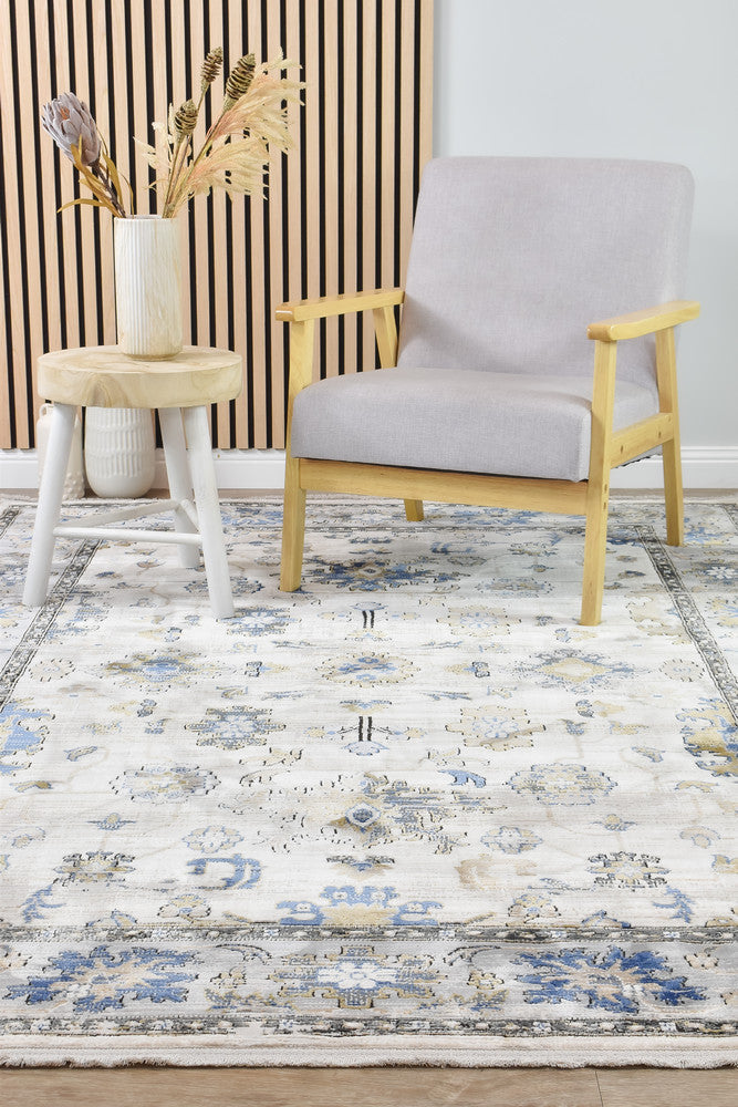 Eternal Vintage Grey Blue Modern Rug - Turkish-inspired modern rug from Treasures of Turkey