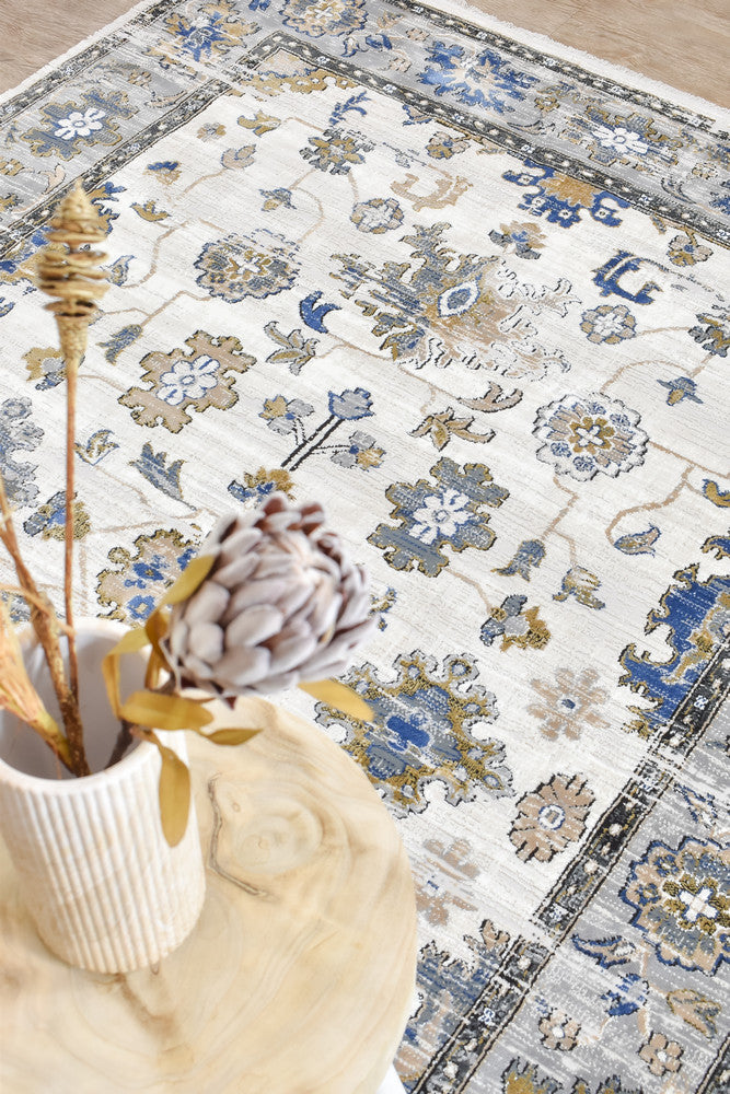 Eternal Vintage Grey Blue Modern Rug - Turkish-inspired modern rug from Treasures of Turkey
