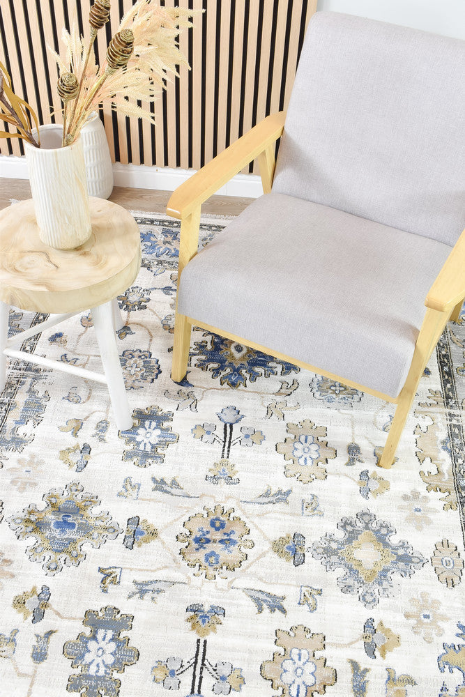 Eternal Vintage Grey Blue Modern Rug - Turkish-inspired modern rug from Treasures of Turkey