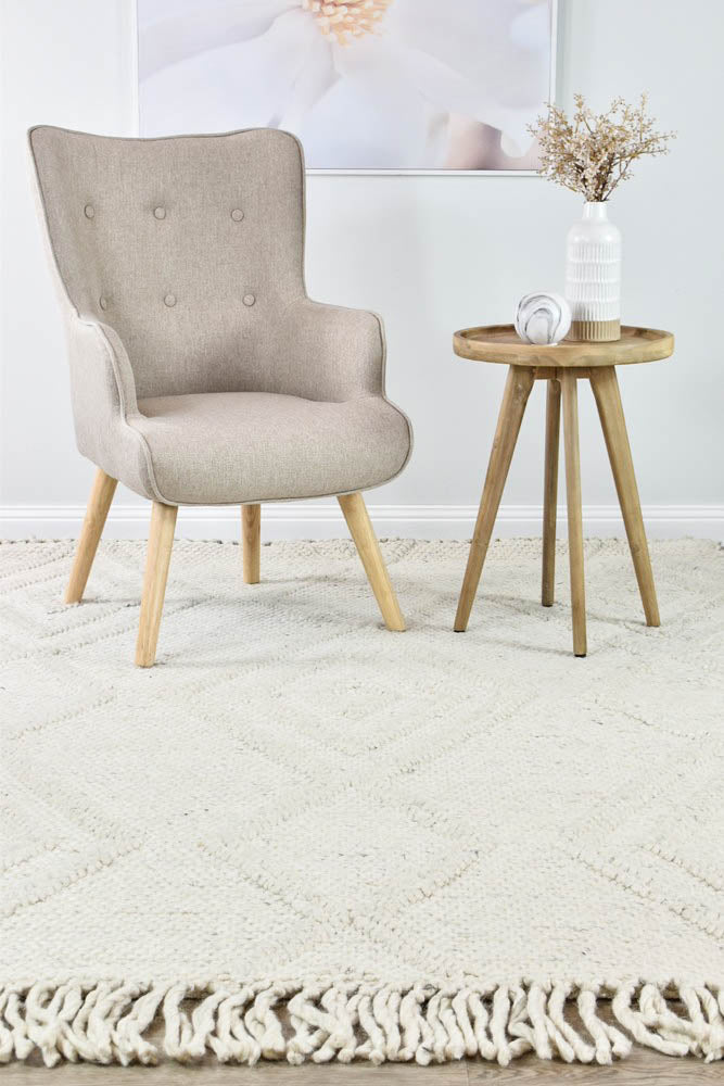 Lapis Ivory Rug - Turkish-inspired flatweave rug from Treasures of Turkey