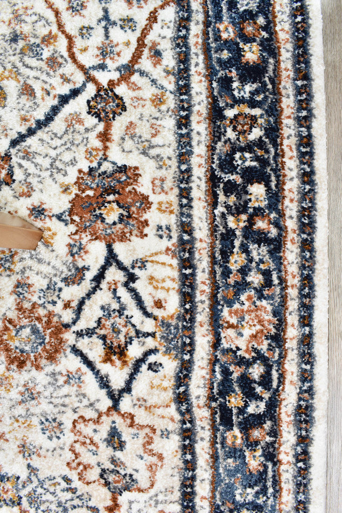 Roman Parade Navy Blue Cream Modern Geometric Rug – Treasures of Turkey Australia