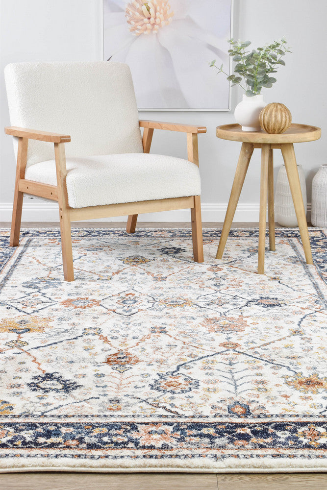 Roman Parade Navy Blue Cream Modern Geometric Rug – Treasures of Turkey Australia