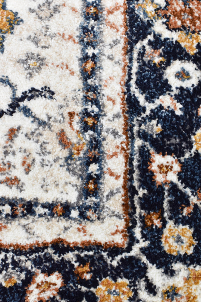 Roman Parade Navy Blue Cream Modern Geometric Rug – Treasures of Turkey Australia