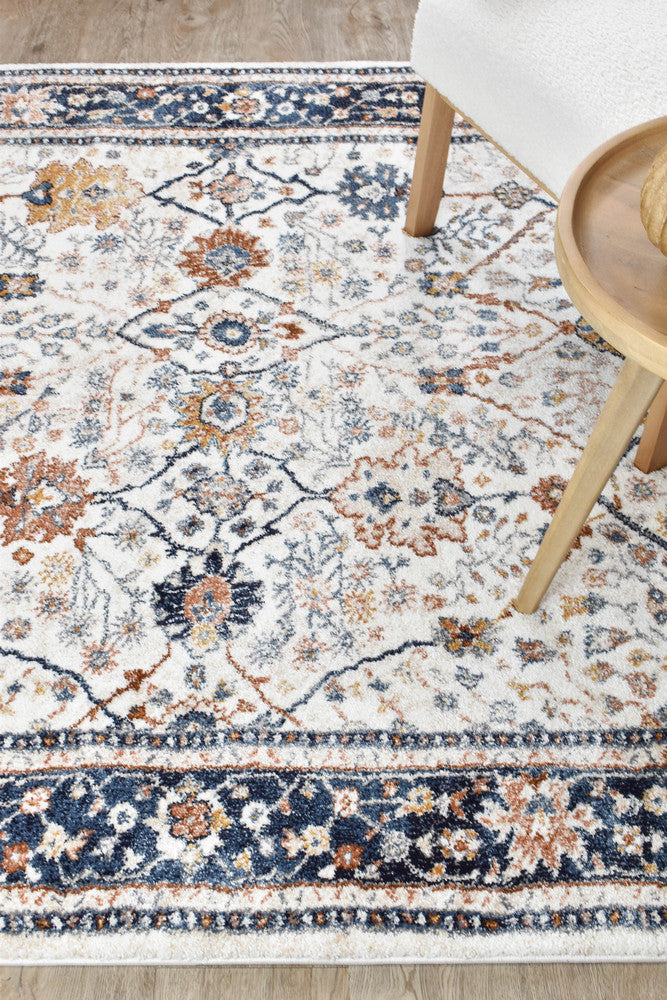 Roman Parade Navy Blue Cream Modern Geometric Rug – Treasures of Turkey Australia