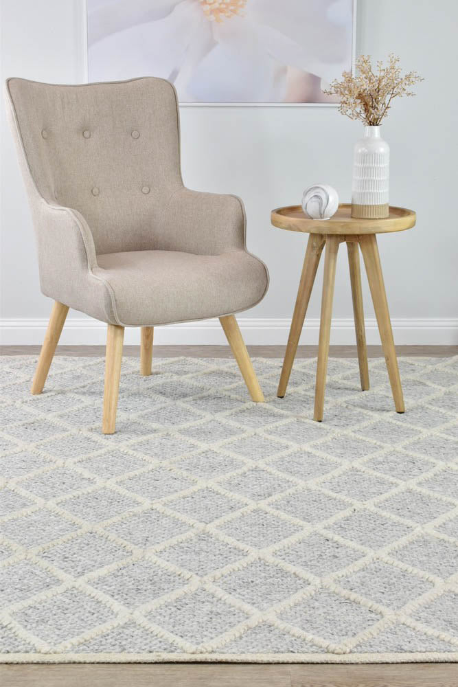 Lyon Wool Grey Rug - Turkish-inspired flatweave rug from Treasures of Turkey