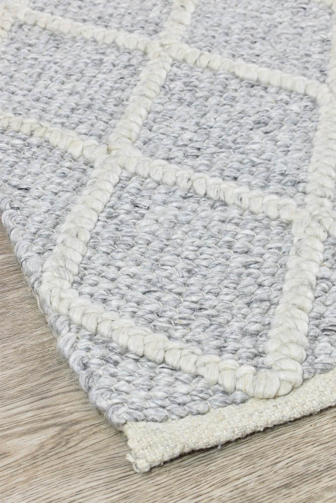 Lyon Wool Grey Rug - Turkish-inspired flatweave rug from Treasures of Turkey