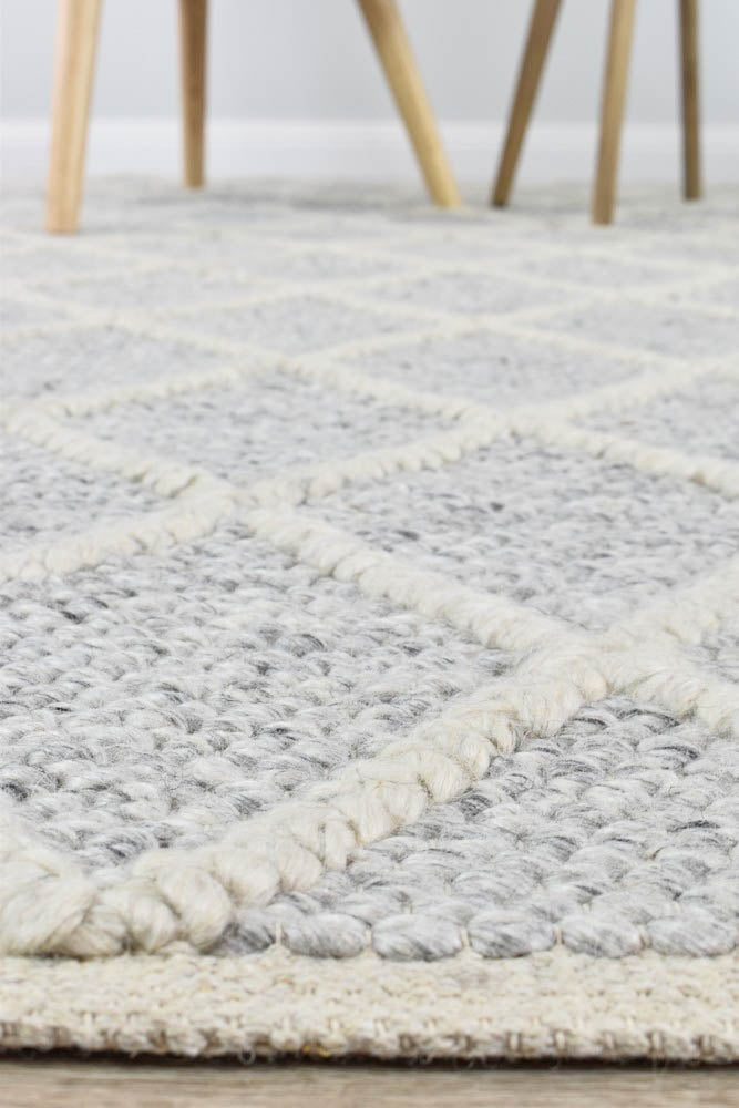 Lyon Wool Grey Rug - Turkish-inspired flatweave rug from Treasures of Turkey