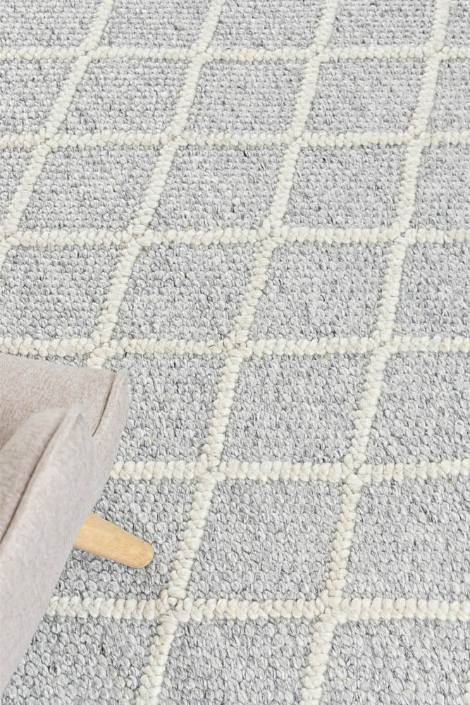 Lyon Wool Grey Rug - Turkish-inspired flatweave rug from Treasures of Turkey