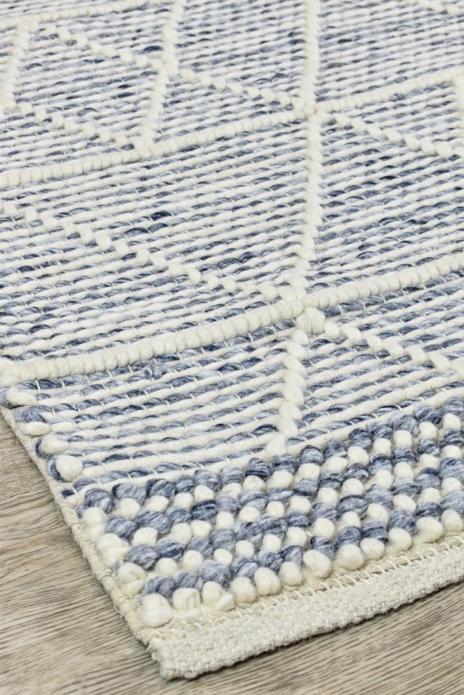 Albona Blue White Wool Rug | Treasures of Turkey