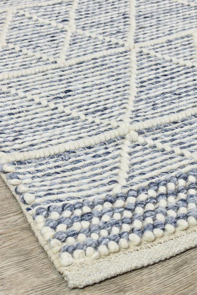 Albona Blue White Wool Rug | Treasures of Turkey