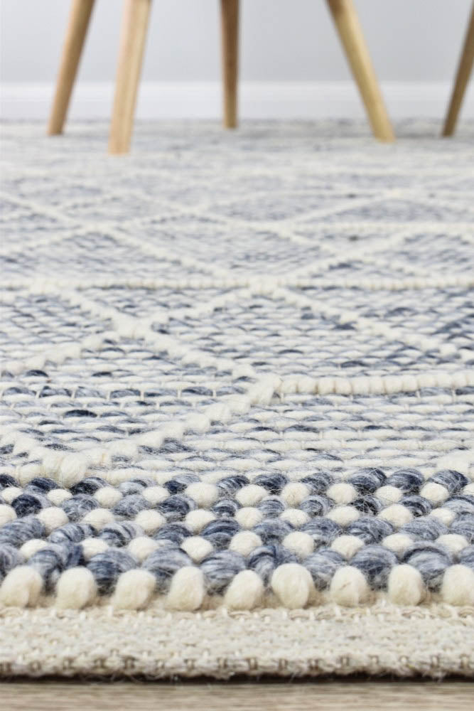 Albona Blue White Wool Rug | Treasures of Turkey