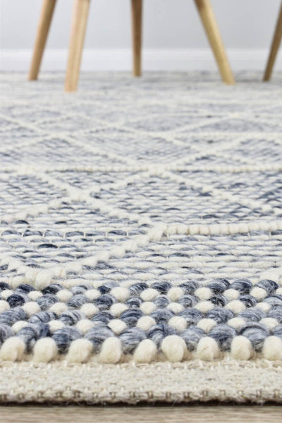 Albona Blue White Wool Rug | Treasures of Turkey