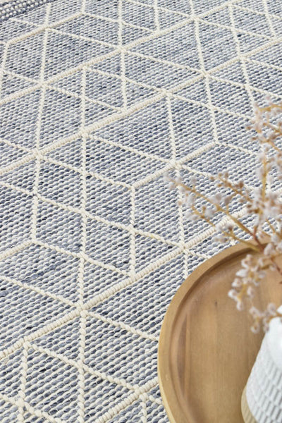 Albona Blue White Wool Rug | Treasures of Turkey