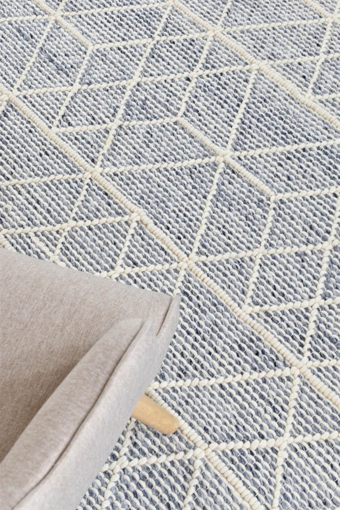 Albona Blue White Wool Rug | Treasures of Turkey