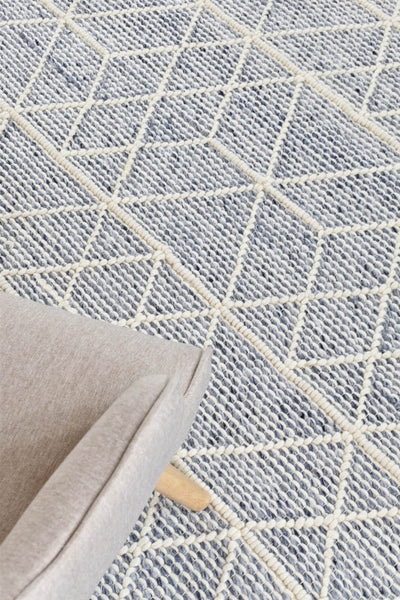 Albona Blue White Wool Rug | Treasures of Turkey