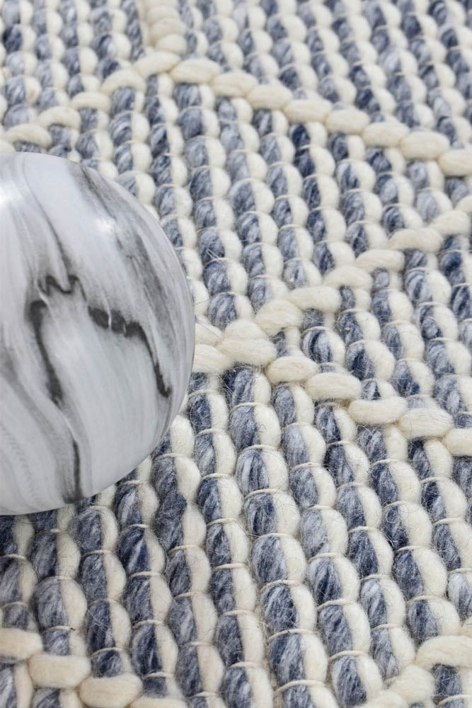 Albona Blue White Wool Rug | Treasures of Turkey