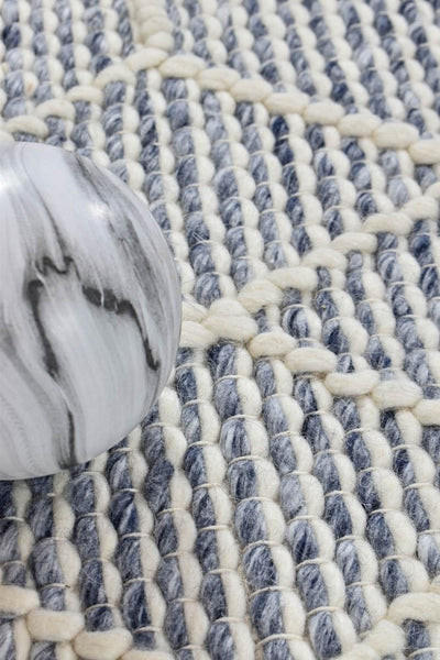 Albona Blue White Wool Rug | Treasures of Turkey