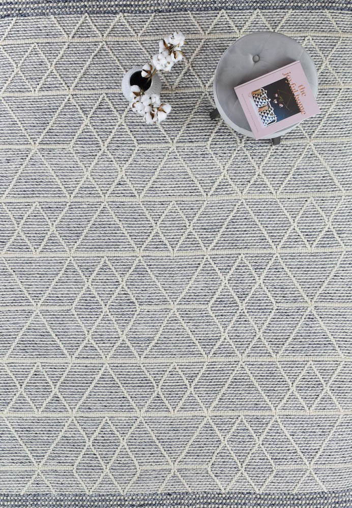 Albona Blue White Wool Rug | Treasures of Turkey