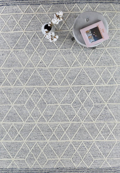 Albona Blue White Wool Rug | Treasures of Turkey