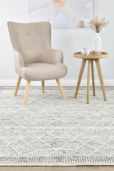 Albona Blue White Wool Rug | Treasures of Turkey