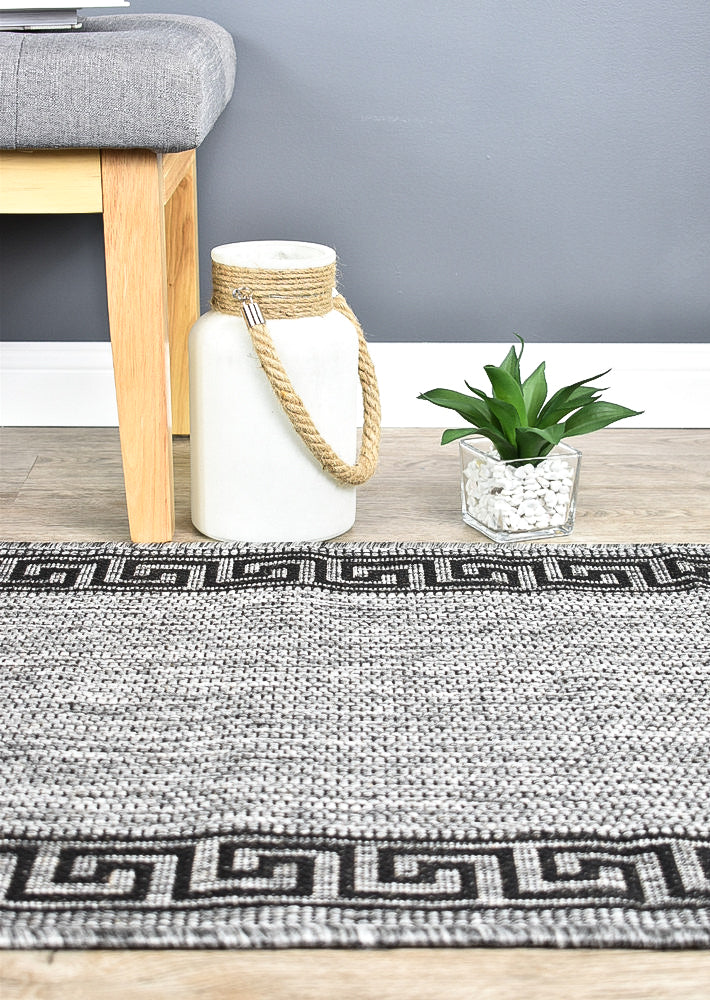 Alaska Grey Black Rug-DM9E Runner - Turkish-inspired hallway runner rug from Treasures of Turkey