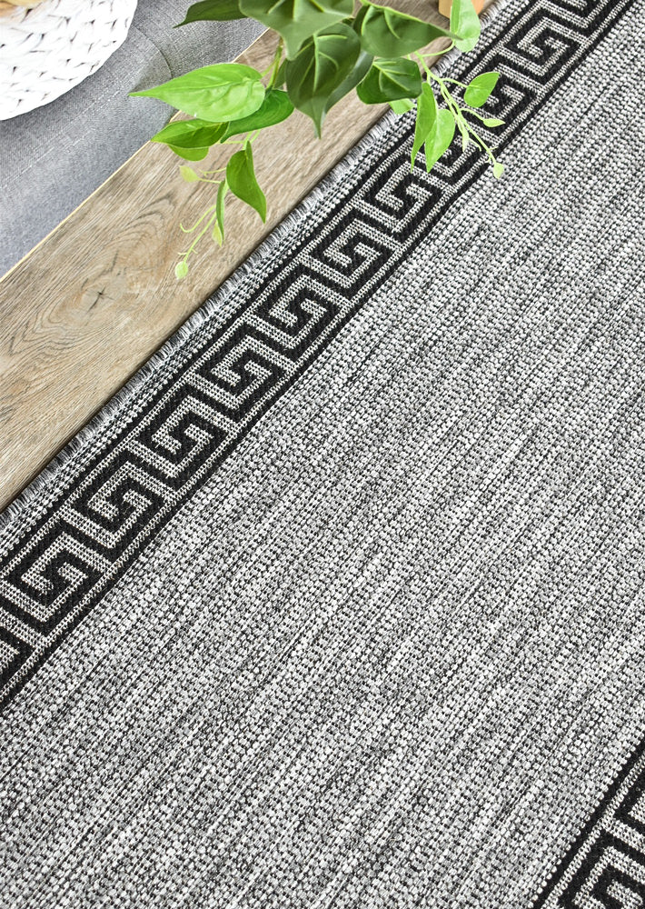Alaska Grey Black Rug-DM9E Runner - Turkish-inspired hallway runner rug from Treasures of Turkey