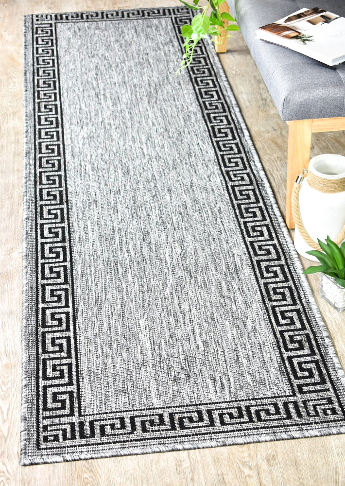 Alaska Grey Black Rug-DM9E Runner - Turkish-inspired hallway runner rug from Treasures of Turkey