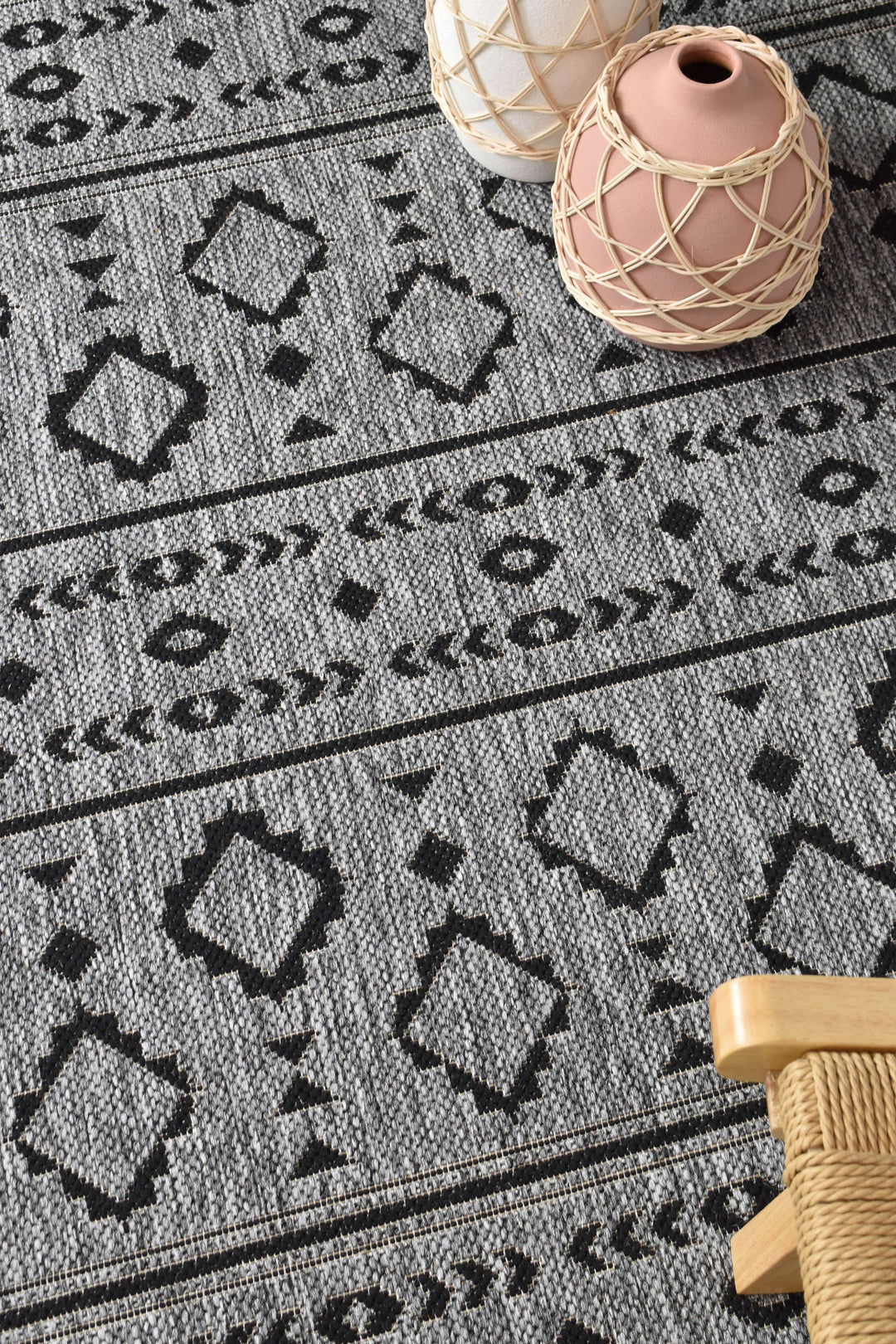 Alaska Dark Grey Rug - Turkish-inspired indoor/outdoor rug from Treasures of Turkey