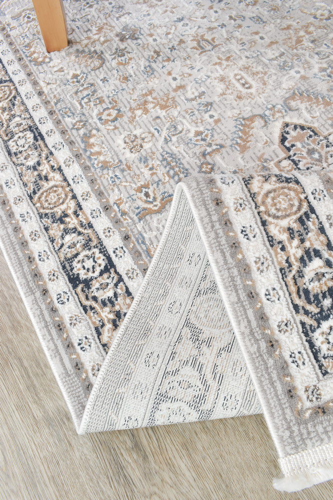 Eternal Coastal Navy Cream Hallway Runner - Turkish-inspired hallway runner rug from Treasures of Turkey