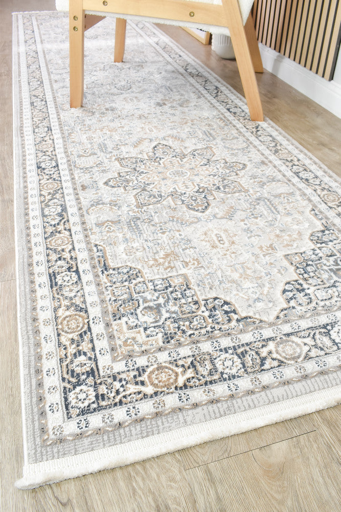 Eternal Coastal Navy Cream Hallway Runner - Turkish-inspired hallway runner rug from Treasures of Turkey