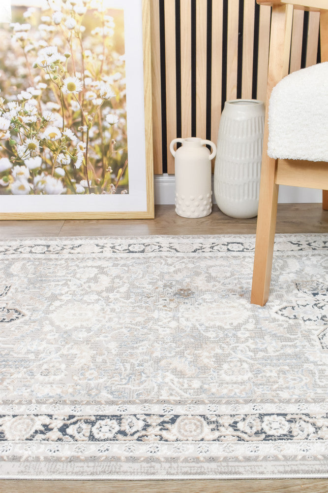 Eternal Coastal Navy Cream Hallway Runner - Turkish-inspired hallway runner rug from Treasures of Turkey
