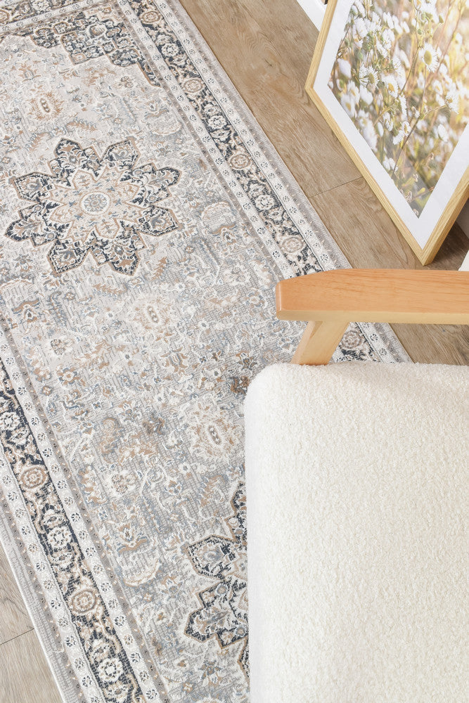 Eternal Coastal Navy Cream Hallway Runner - Turkish-inspired hallway runner rug from Treasures of Turkey