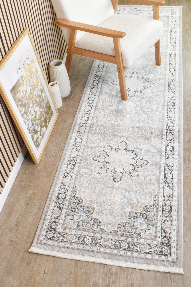 Eternal Coastal Navy Cream Hallway Runner - Turkish-inspired hallway runner rug from Treasures of Turkey