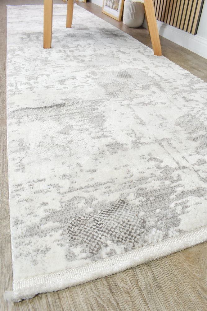 Eternal Tassel Charcoal Cream Hallway Runner - Turkish-inspired hallway runner rug from Treasures of Turkey