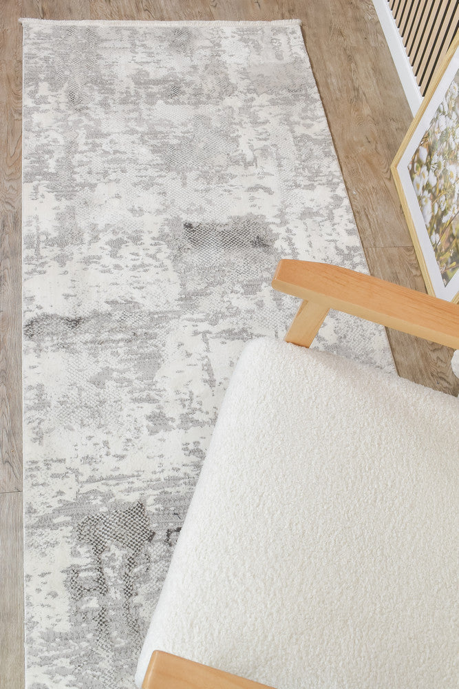 Eternal Tassel Charcoal Cream Hallway Runner - Turkish-inspired hallway runner rug from Treasures of Turkey