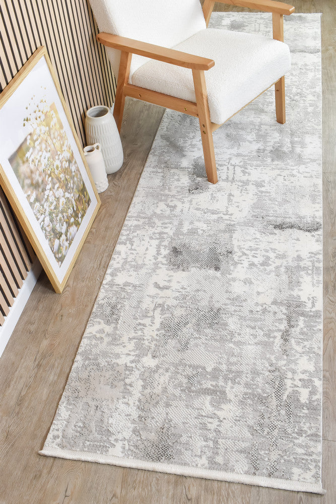 Eternal Tassel Charcoal Cream Hallway Runner - Turkish-inspired hallway runner rug from Treasures of Turkey