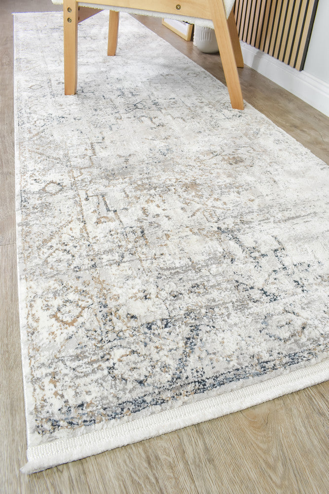 Eternal Tassel Blue Grey Hallway Runner - Turkish-inspired hallway runner rug from Treasures of Turkey