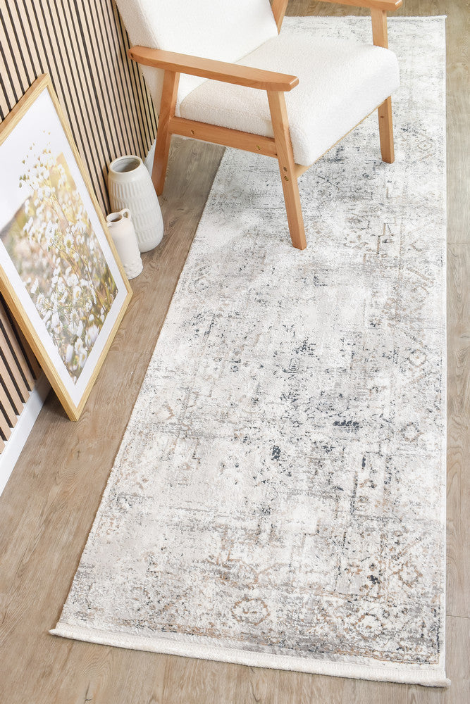 Eternal Tassel Blue Grey Hallway Runner - Turkish-inspired hallway runner rug from Treasures of Turkey