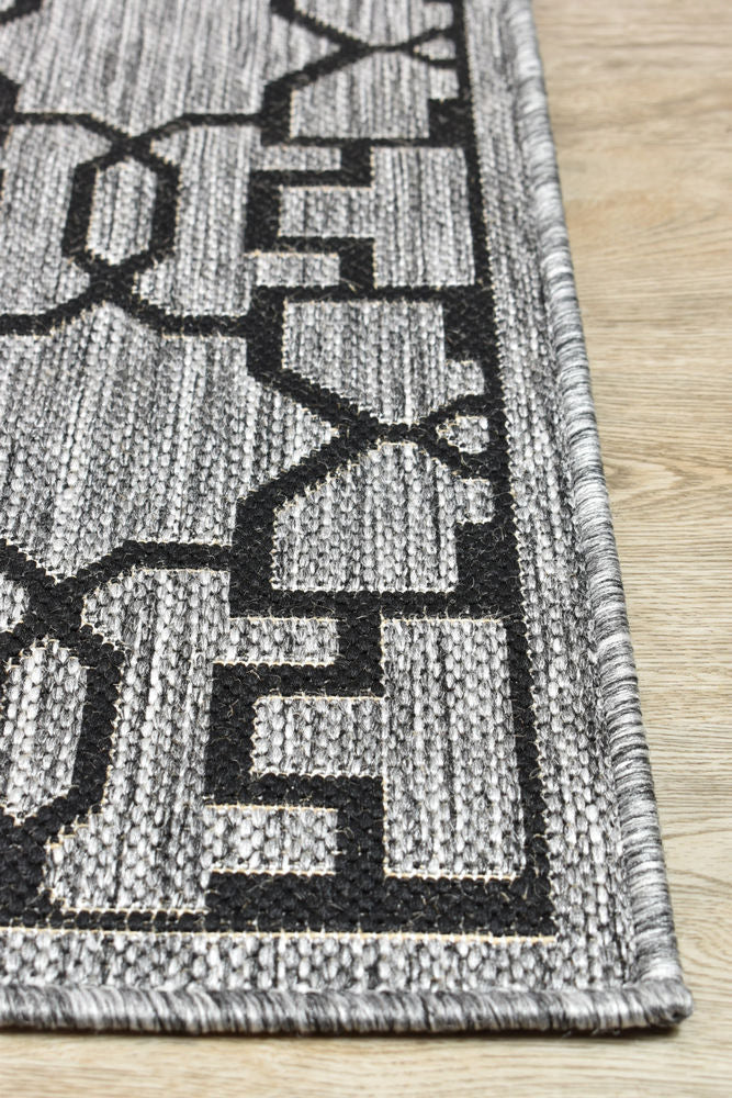 Alaska Grey Black Rug - Turkish-inspired indoor/outdoor rug from Treasures of Turkey