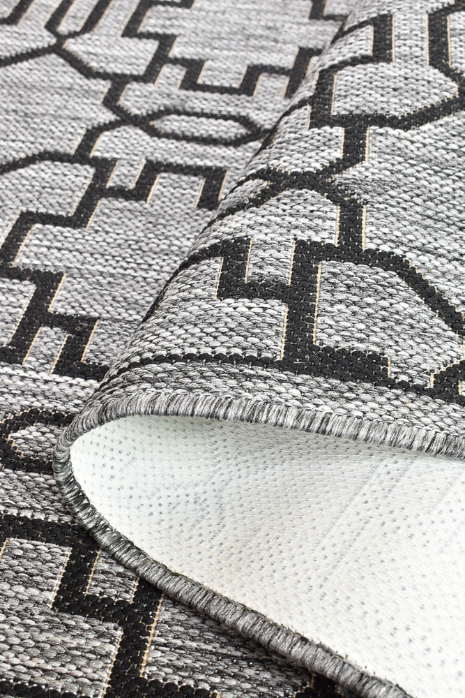 Alaska Grey Black Rug - Turkish-inspired indoor/outdoor rug from Treasures of Turkey
