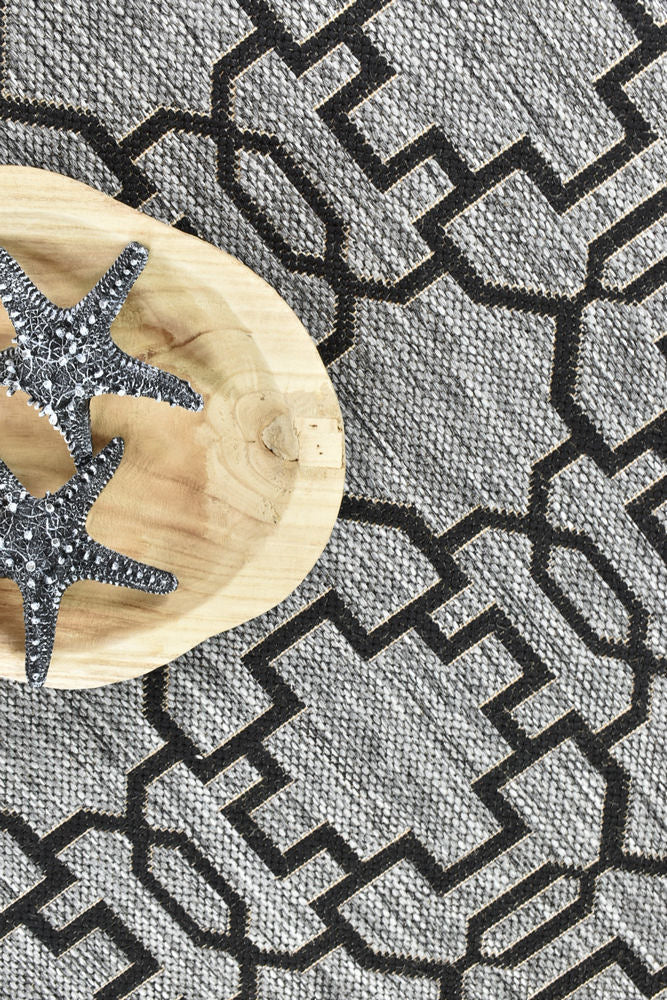 Alaska Grey Black Rug - Turkish-inspired indoor/outdoor rug from Treasures of Turkey